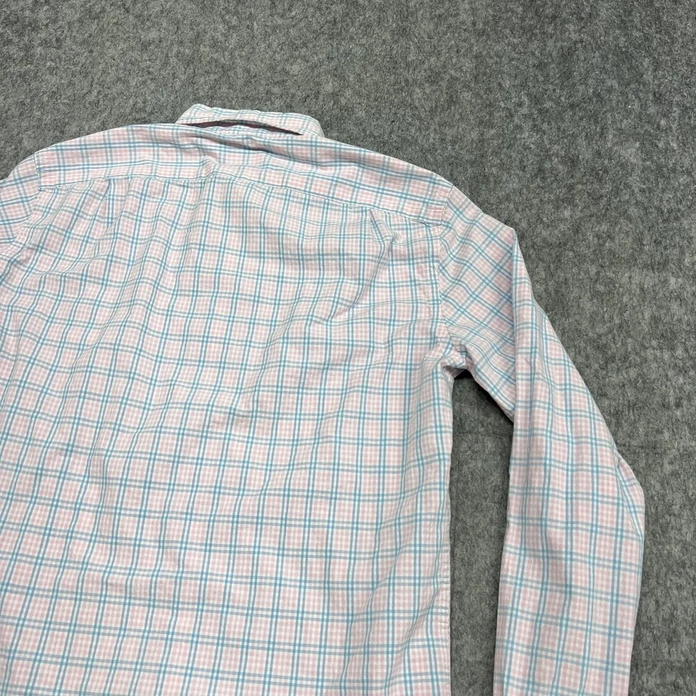 J Crew Shirt Mens M Pink Blue Plaid Flex Washed Slim Button Down Casual Preppy